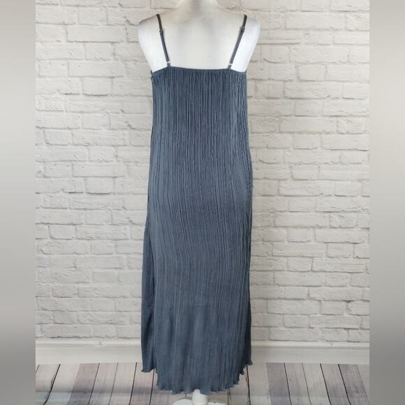 ME Madewell Women's Teapot Blue Goldie Plisse Tank Slip Midi Column Dress NWT 0 - Picture 3 of 11